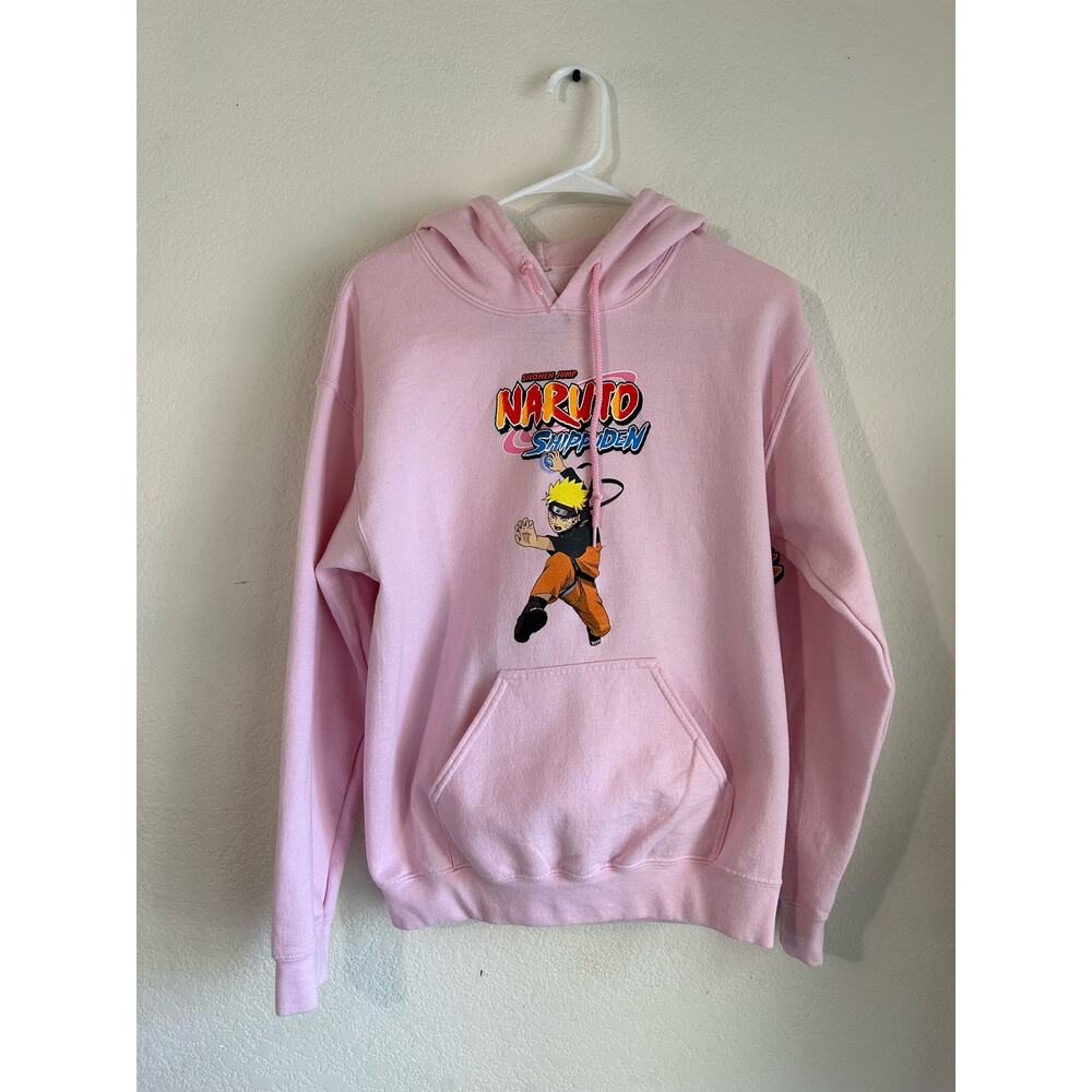 Naruto Shippuden Pink Long Sleeve Graphic Hoodie Size Men’s Small Anime